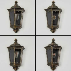 Applique Murale D'Exterieur Hongkong Brun, Or, 1 Lumiere