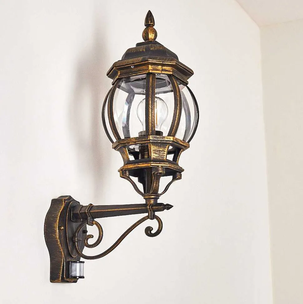 Applique Murale D'Exterieur Lentua Brun Dore, 1 Lumiere, Detecteur De Mouvement