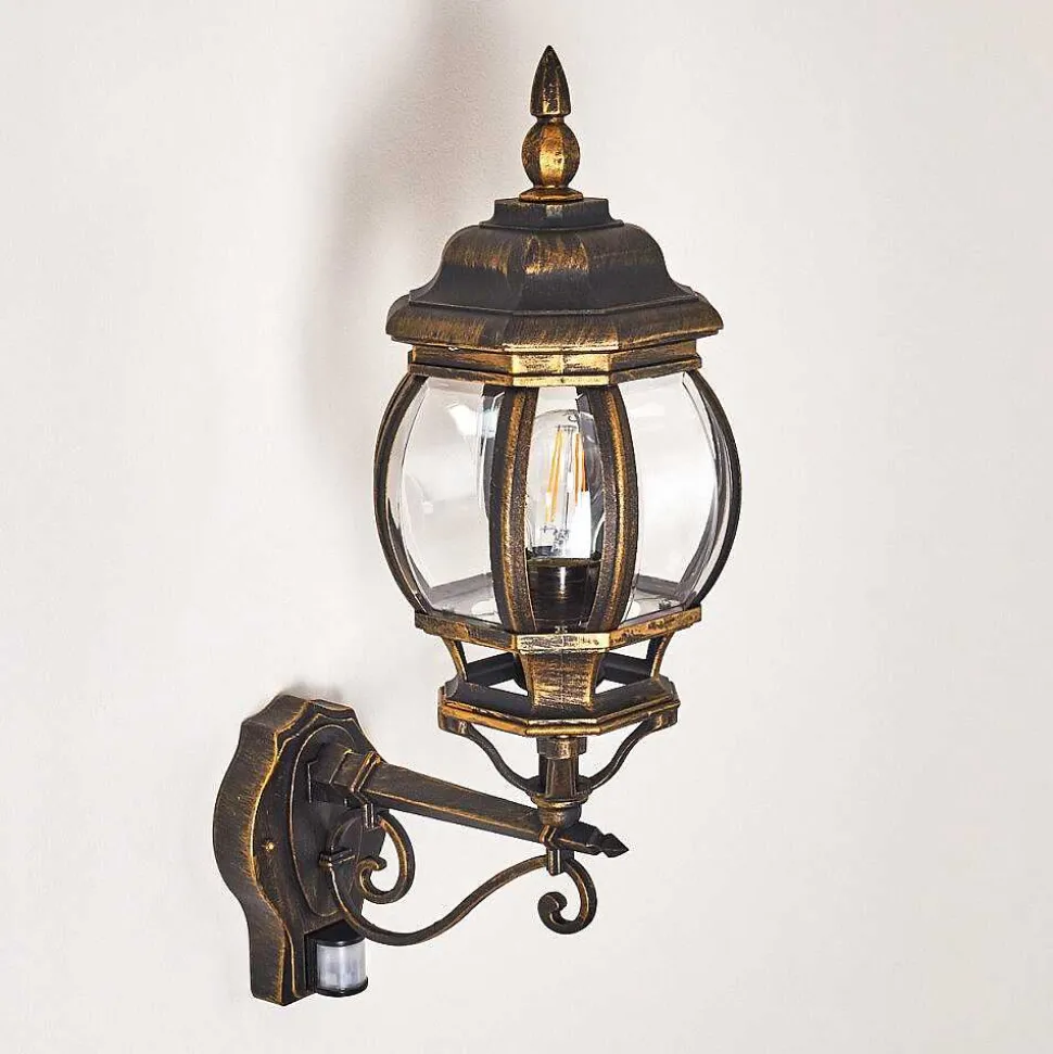 Applique Murale D'Exterieur Lentua Brun Dore, 1 Lumiere, Detecteur De Mouvement