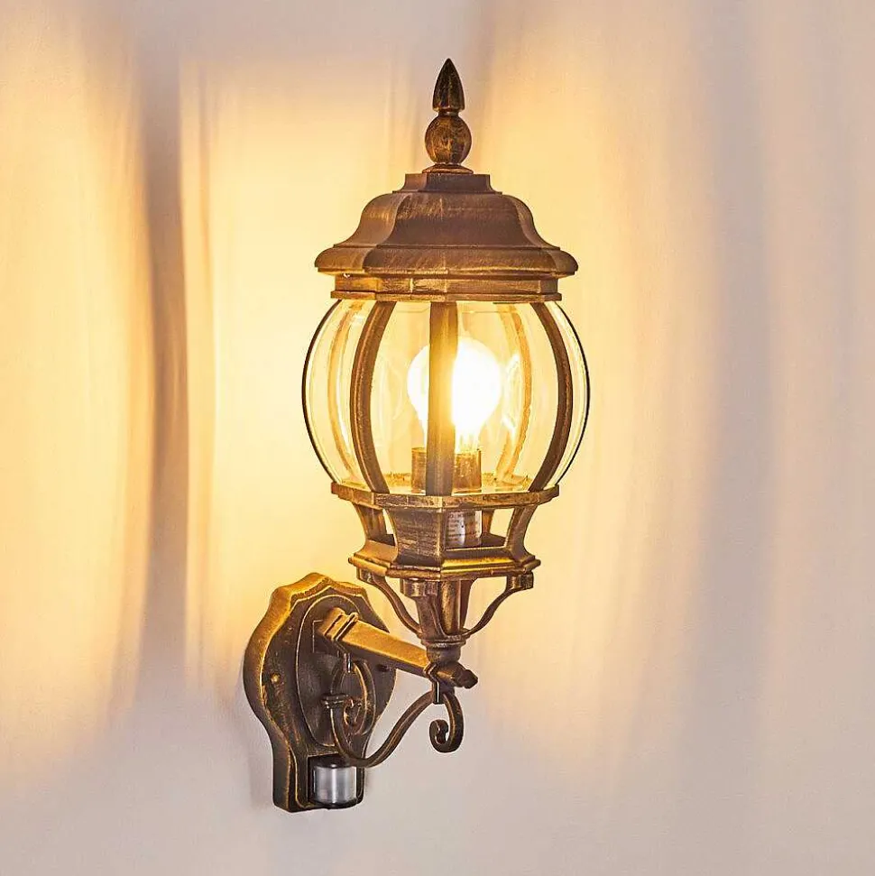 Applique Murale D'Exterieur Lentua Brun Dore, 1 Lumiere, Detecteur De Mouvement