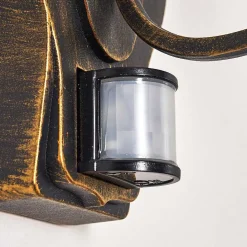 Applique Murale D'Exterieur Lentua Brun Dore, 1 Lumiere, Detecteur De Mouvement