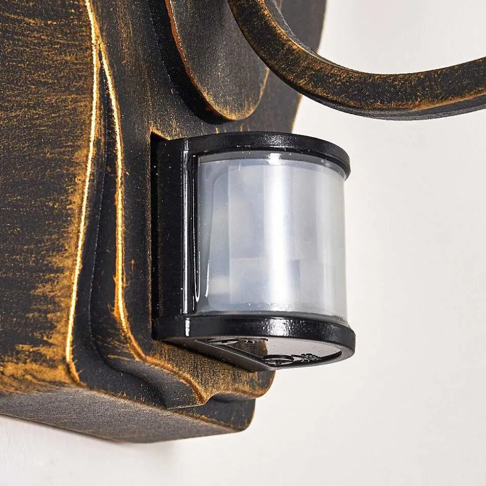 Applique Murale D'Exterieur Lentua Brun Dore, 1 Lumiere, Detecteur De Mouvement