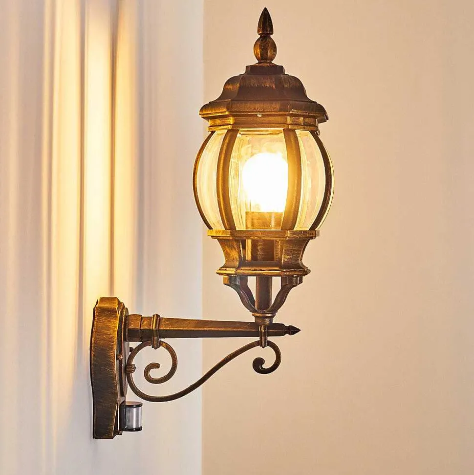 Applique Murale D'Exterieur Lentua Brun Dore, 1 Lumiere, Detecteur De Mouvement