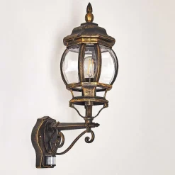 Applique Murale D'Exterieur Lentua Brun Dore, 1 Lumiere, Detecteur De Mouvement