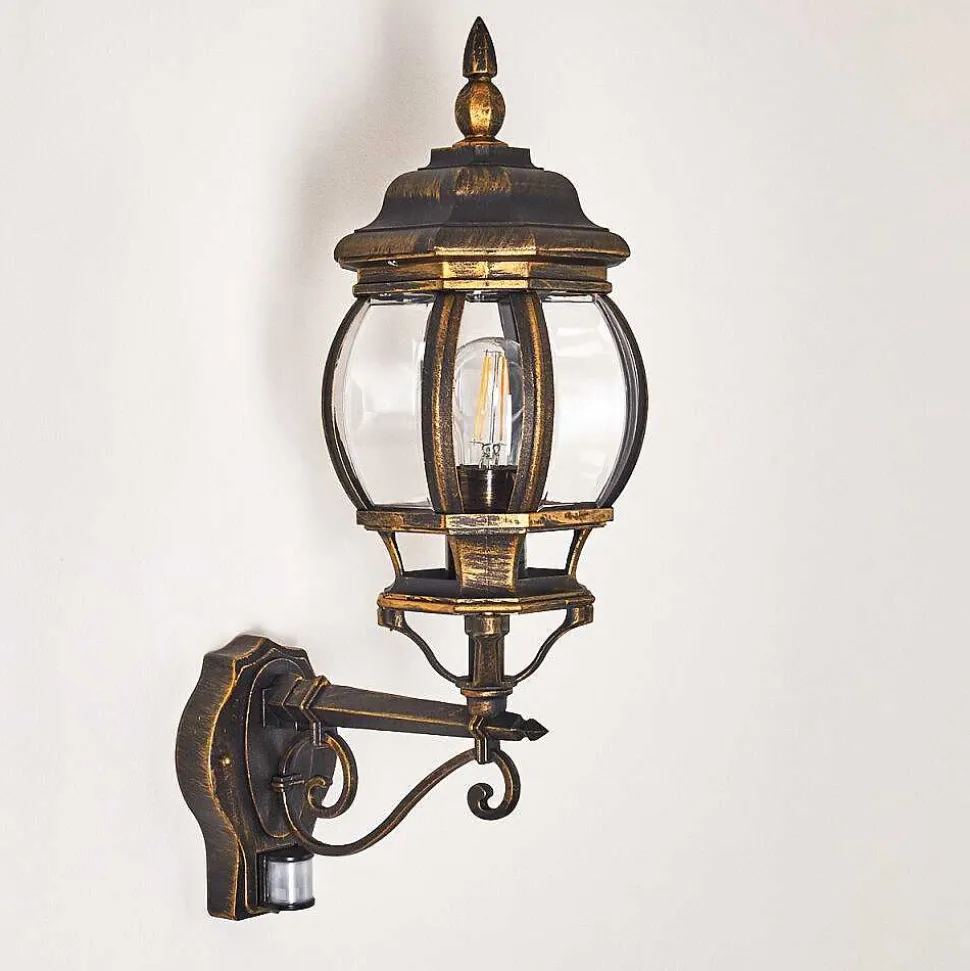 Applique Murale D'Exterieur Lentua Brun Dore, 1 Lumiere, Detecteur De Mouvement