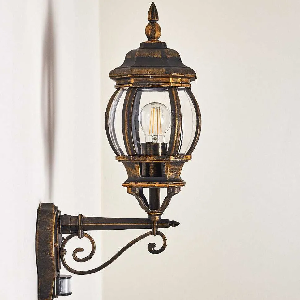 Applique Murale D'Exterieur Lentua Brun Dore, 1 Lumiere, Detecteur De Mouvement