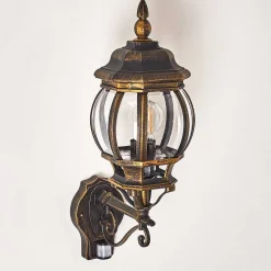 Applique Murale D'Exterieur Lentua Brun Dore, 1 Lumiere, Detecteur De Mouvement