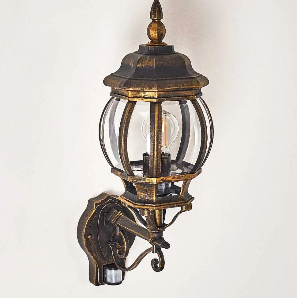 Applique Murale D'Exterieur Lentua Brun Dore, 1 Lumiere, Detecteur De Mouvement