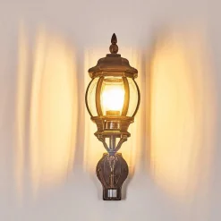Applique Murale D'Exterieur Lentua Brun Dore, 1 Lumiere, Detecteur De Mouvement