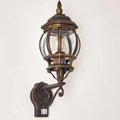 Applique Murale D'Exterieur Lentua Brun Dore, 1 Lumiere, Detecteur De Mouvement