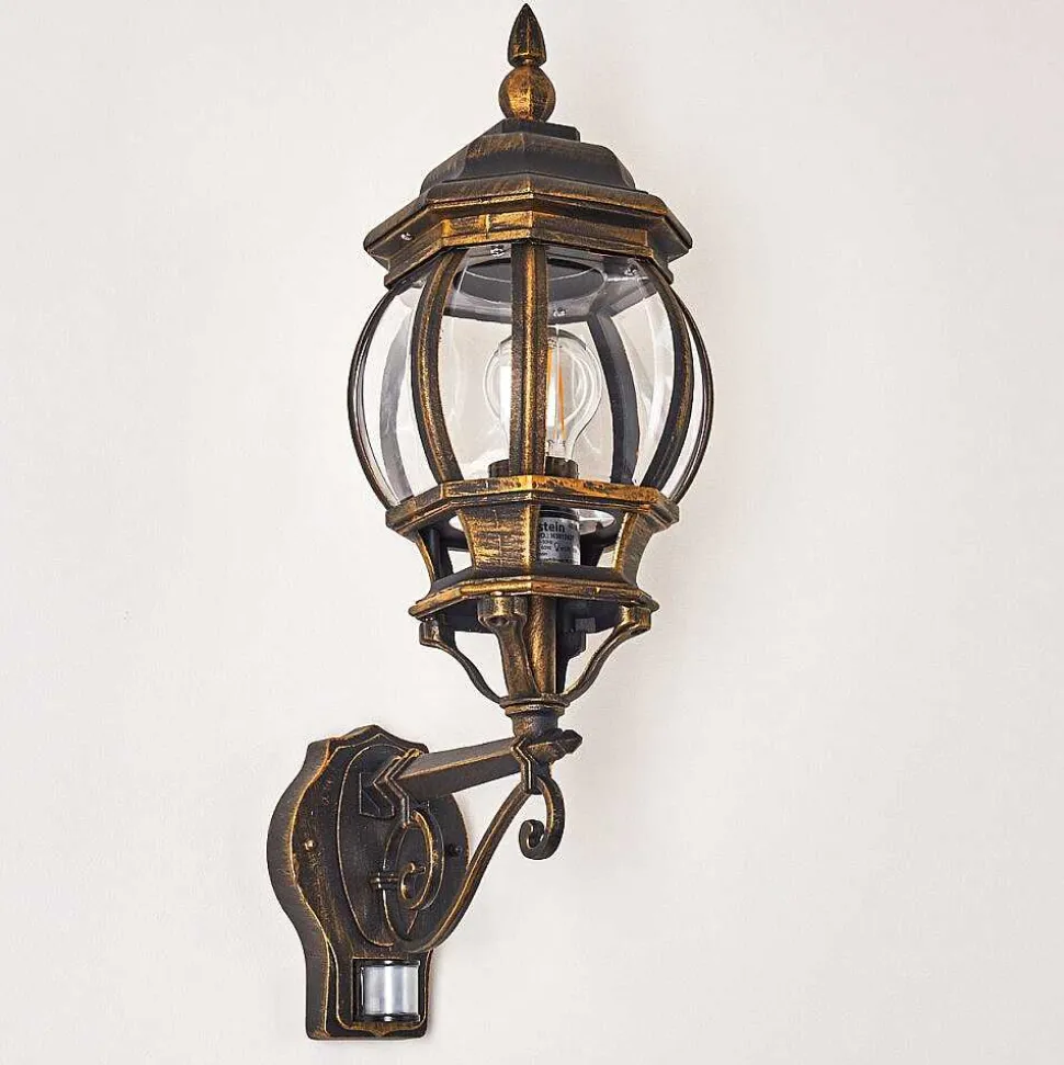 Applique Murale D'Exterieur Lentua Brun Dore, 1 Lumiere, Detecteur De Mouvement