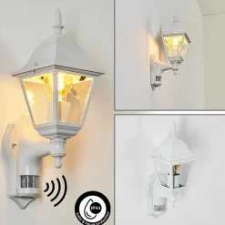 Applique Murale D'Exterieur Naofe Blanc, 1 Lumiere, Detecteur De Mouvement