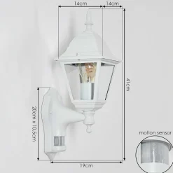 Applique Murale D'Exterieur Naofe Blanc, 1 Lumiere, Detecteur De Mouvement
