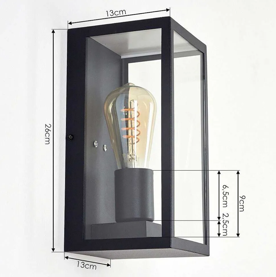 Applique Murale D'Exterieur Hamra Noir, 1 Lumiere