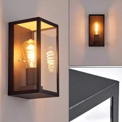 Applique Murale D'Exterieur Hamra Noir, 1 Lumiere