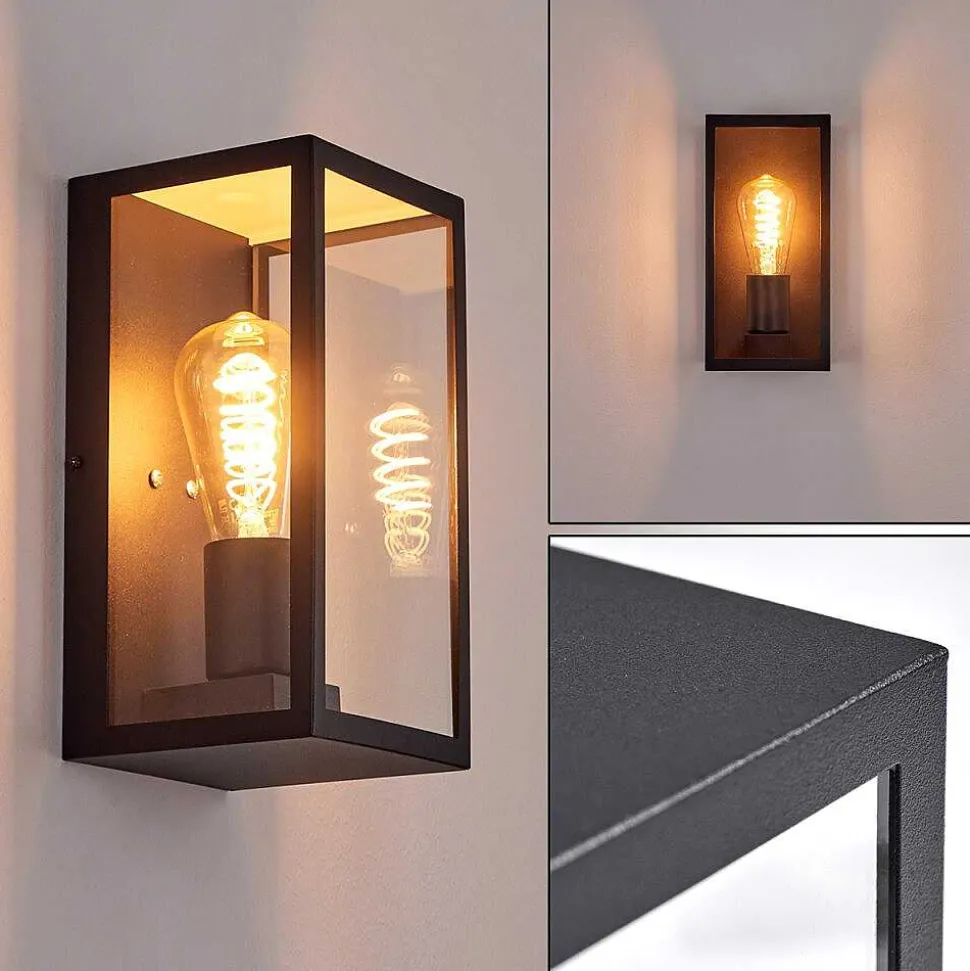 Applique Murale D'Exterieur Hamra Noir, 1 Lumiere