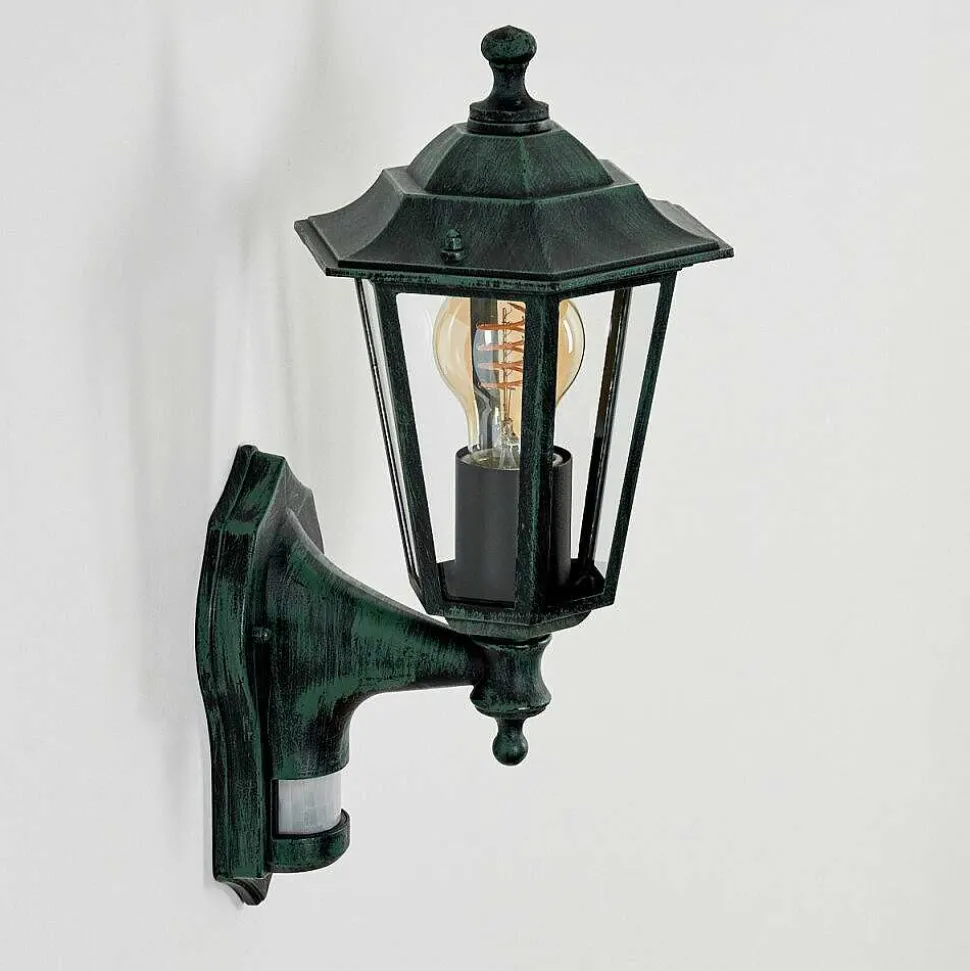 Applique Murale D'Exterieur Loria Vert, Noir, 1 Lumiere, Detecteur De Mouvement