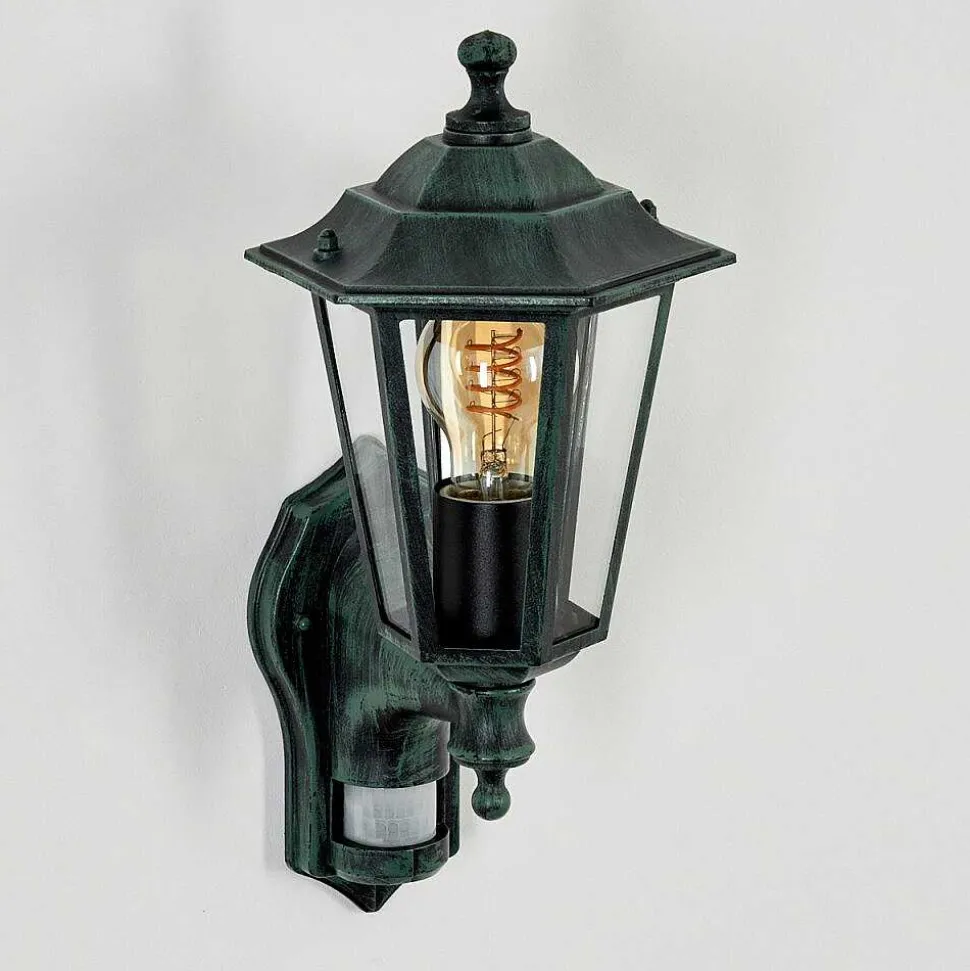 Applique Murale D'Exterieur Loria Vert, Noir, 1 Lumiere, Detecteur De Mouvement