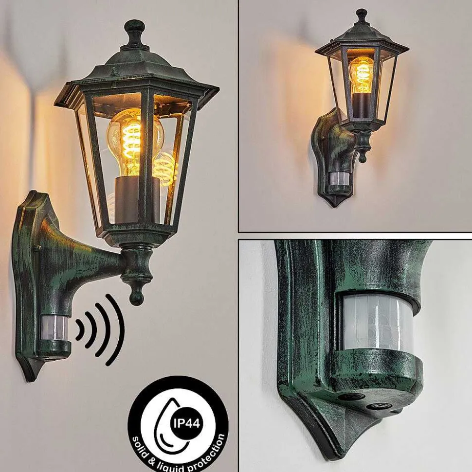 Applique Murale D'Exterieur Loria Vert, Noir, 1 Lumiere, Detecteur De Mouvement