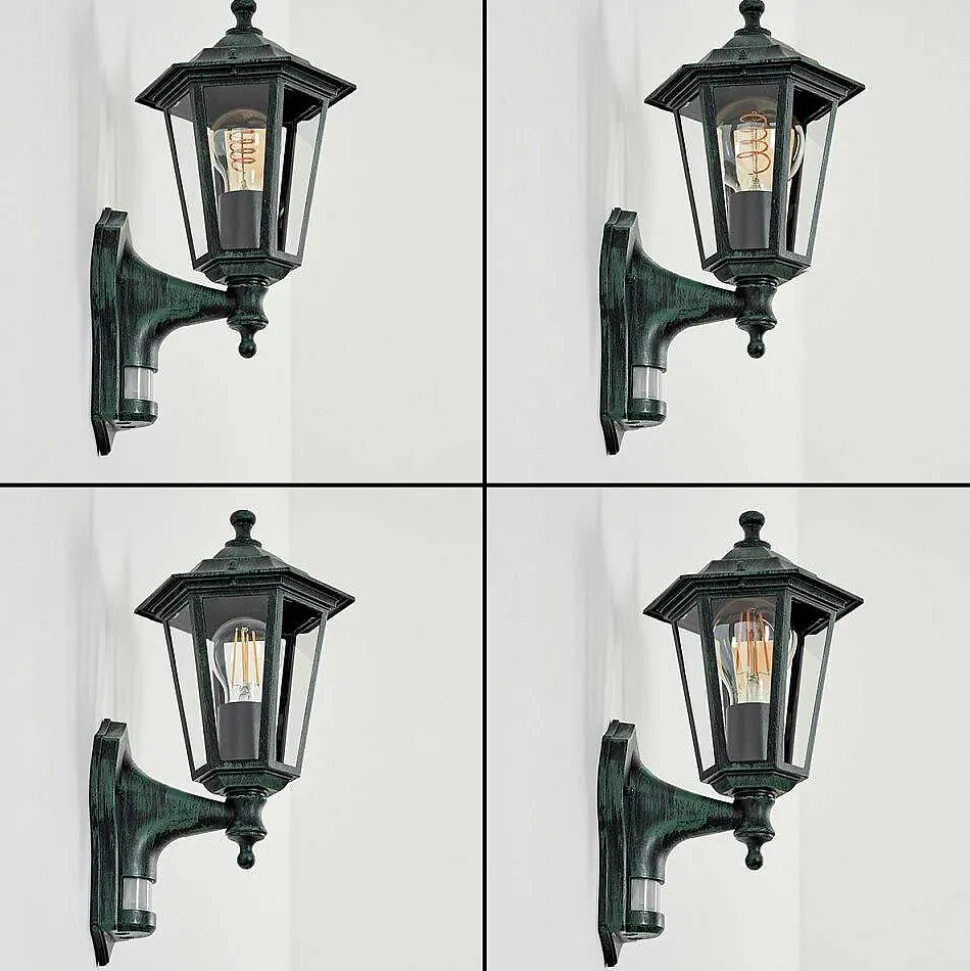 Applique Murale D'Exterieur Loria Vert, Noir, 1 Lumiere, Detecteur De Mouvement