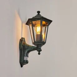 Applique Murale D'Exterieur Loria Vert, Noir, 1 Lumiere, Detecteur De Mouvement