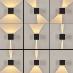 Applique Murale D'Exterieur Tamarin Led Noir, 2 Lumieres