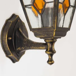 Applique Murale D'Exterieur Antibes Brun Dore, 1 Lumiere