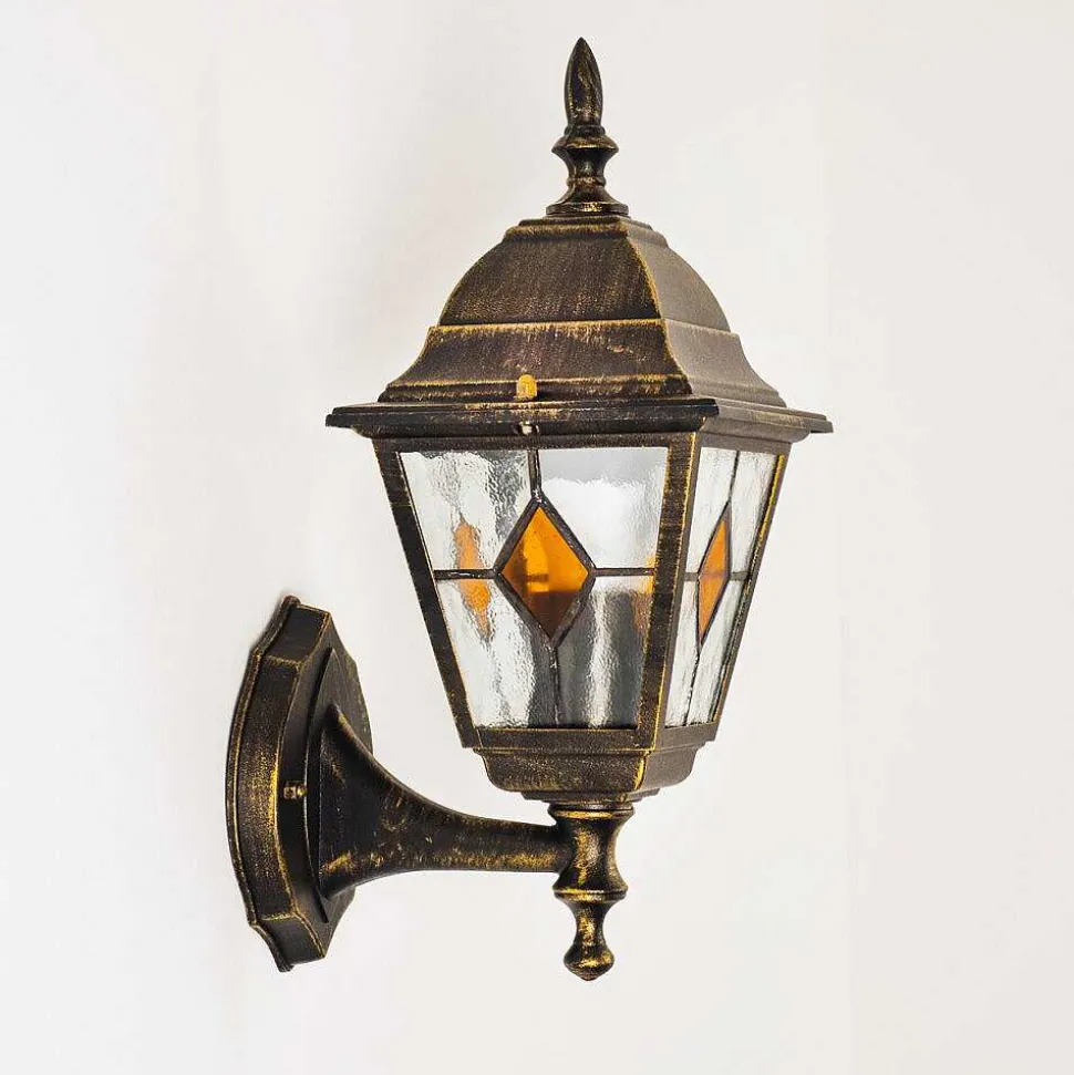 Applique Murale D'Exterieur Antibes Brun Dore, 1 Lumiere