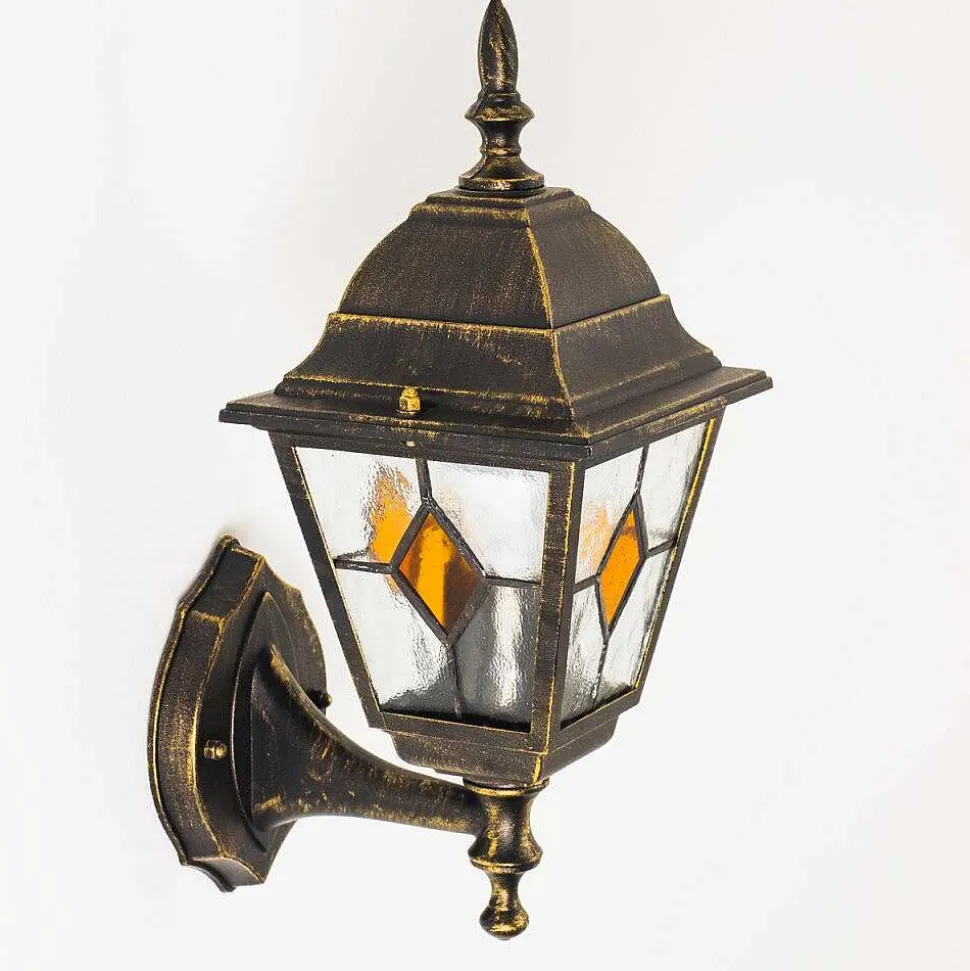 Applique Murale D'Exterieur Antibes Brun Dore, 1 Lumiere