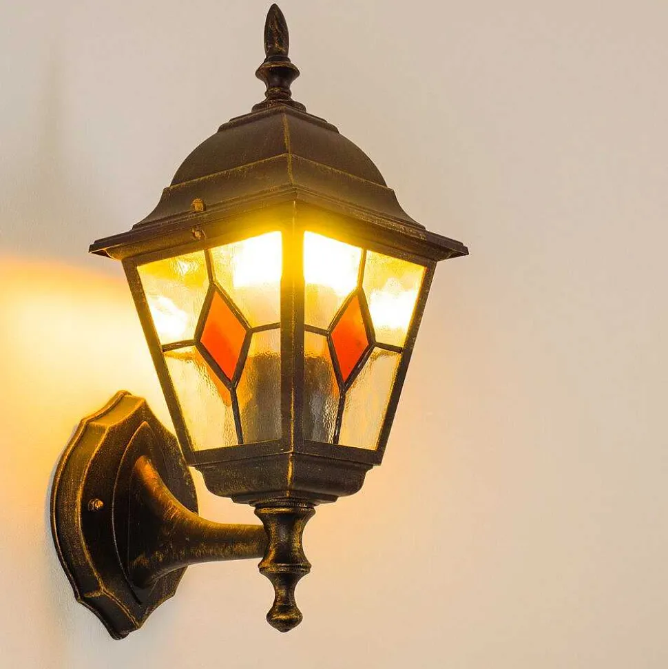 Applique Murale D'Exterieur Antibes Brun Dore, 1 Lumiere