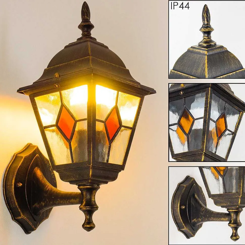 Applique Murale D'Exterieur Antibes Brun Dore, 1 Lumiere