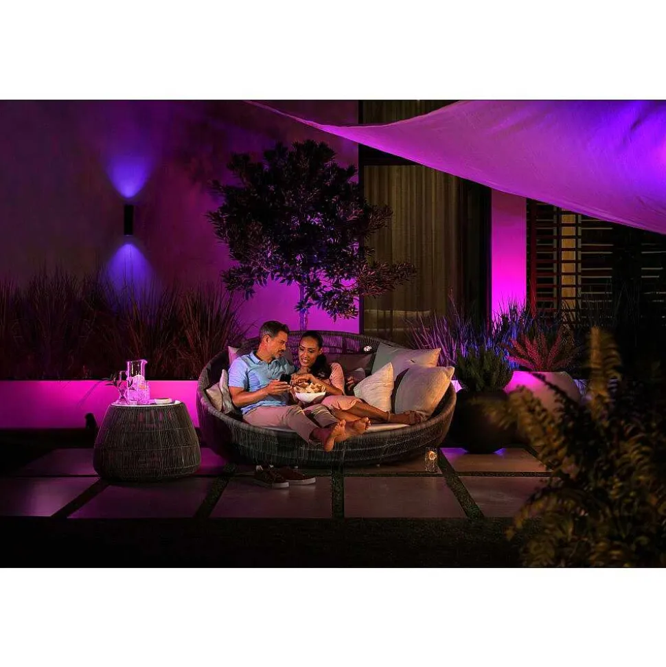 Applique Murale D'Exterieur Philips Hue Ambiance White & Color Appear Led Noir, 2 Lumieres, Changeur De Couleurs