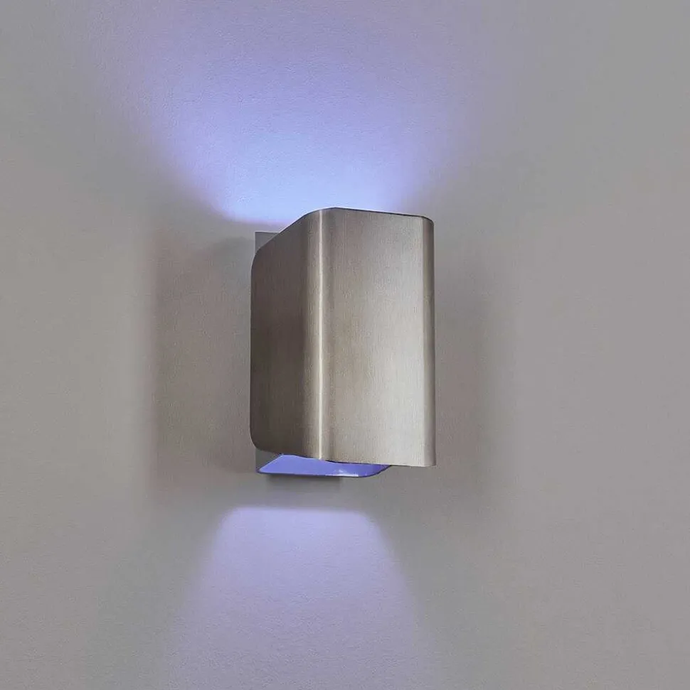 Applique Murale D'Exterieur Bafueiras Led Nickel Mat, Blanc, 1 Lumiere, Telecommandes, Changeur De Couleurs