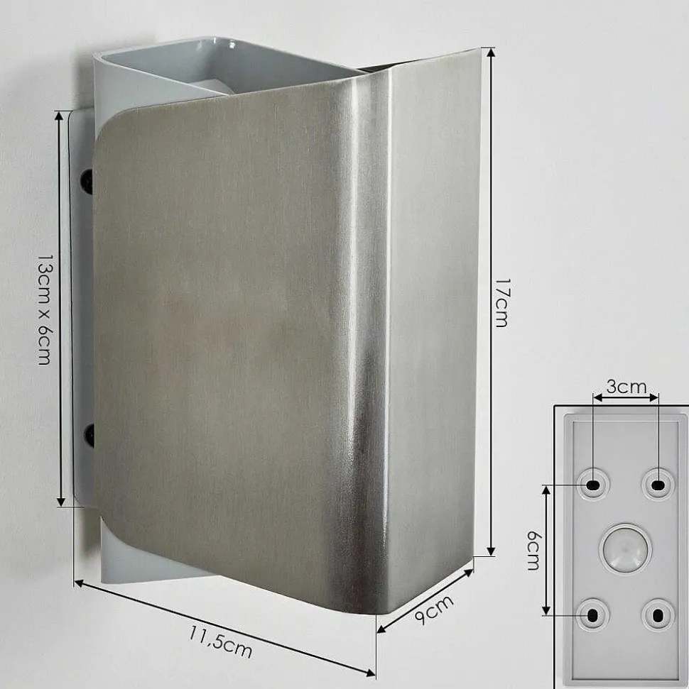 Applique Murale D'Exterieur Bafueiras Led Nickel Mat, Blanc, 1 Lumiere, Telecommandes, Changeur De Couleurs