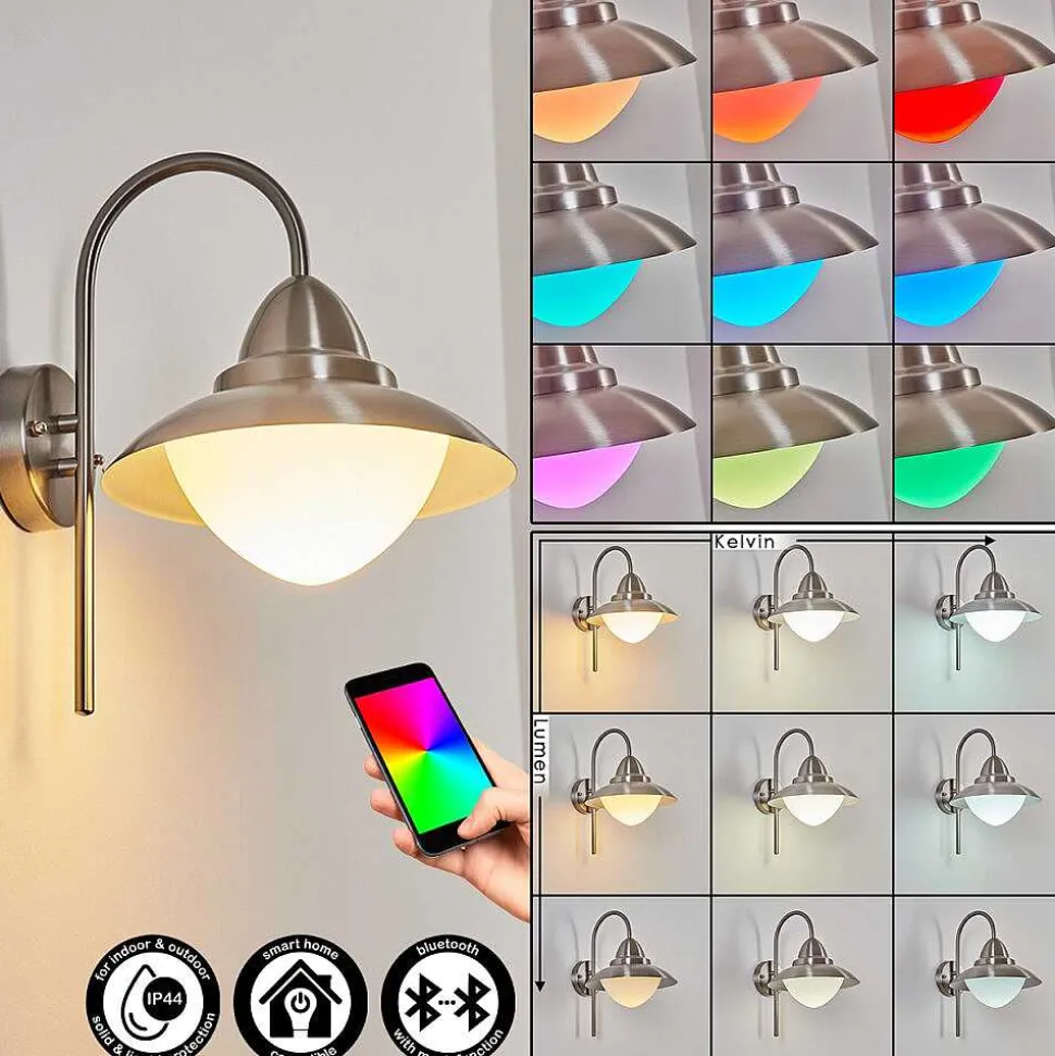 Applique Murale D'Exterieur Gielas Led Nickel Mat, 1 Lumiere