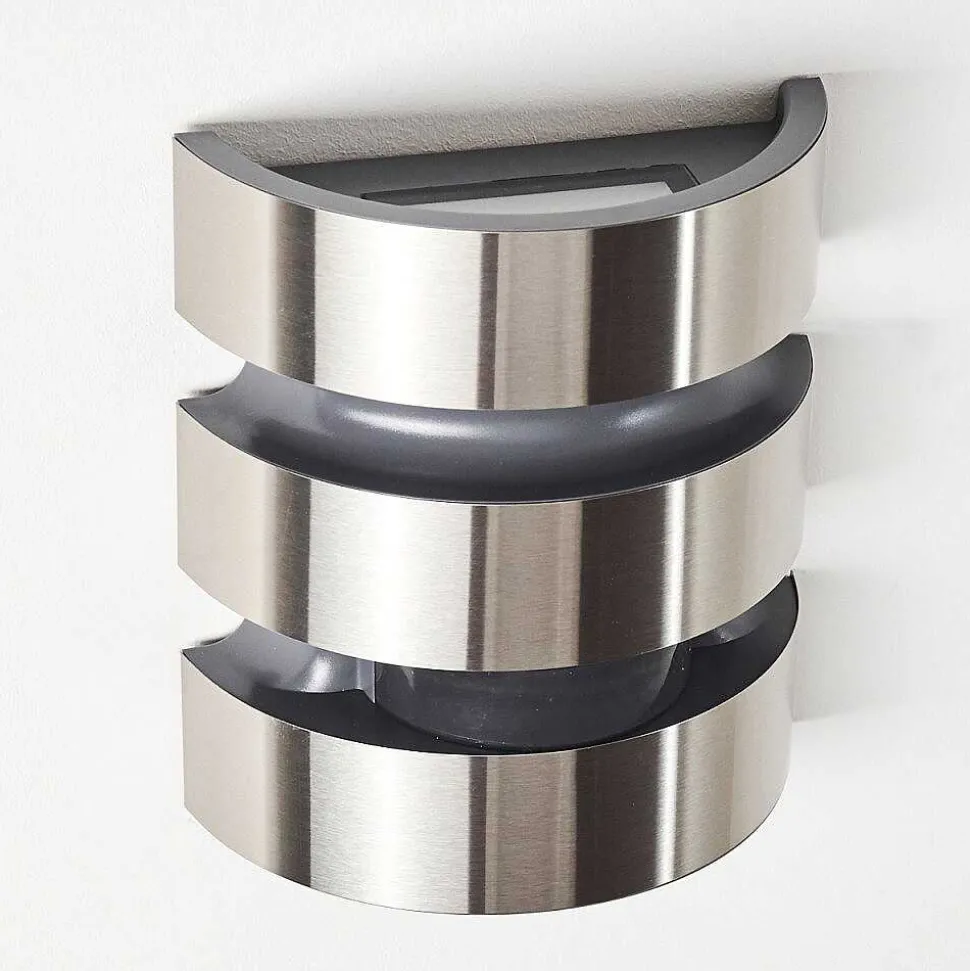 Applique Murale D'Exterieur Kolding Led Acier Inoxydable, Noir, 1 Lumiere, Detecteur De Mouvement