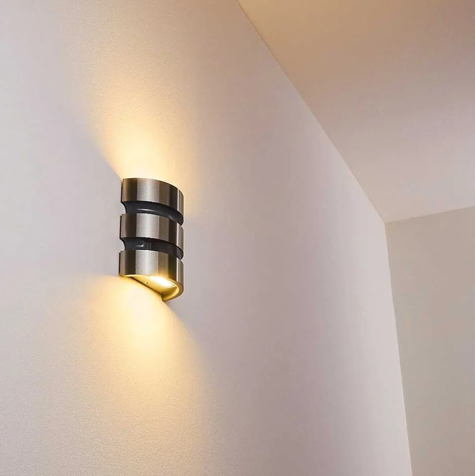 Applique Murale D'Exterieur Kolding Led Acier Inoxydable, Noir, 1 Lumiere, Detecteur De Mouvement