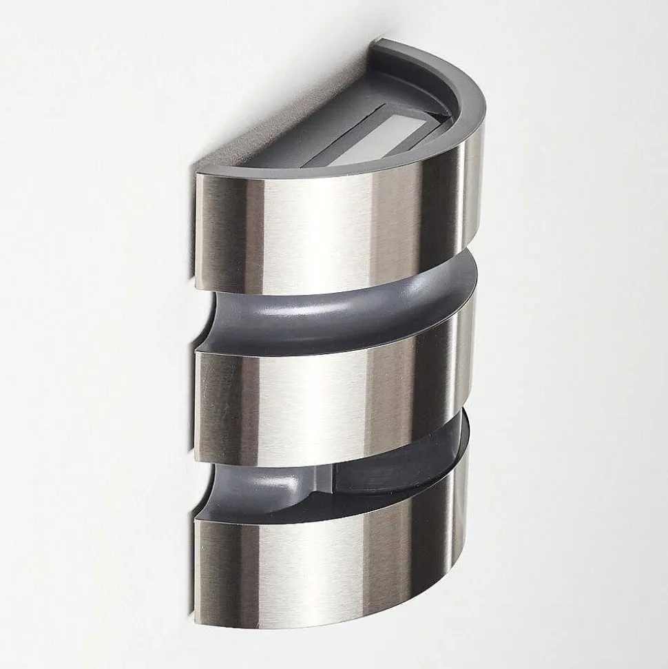 Applique Murale D'Exterieur Kolding Led Acier Inoxydable, Noir, 1 Lumiere, Detecteur De Mouvement