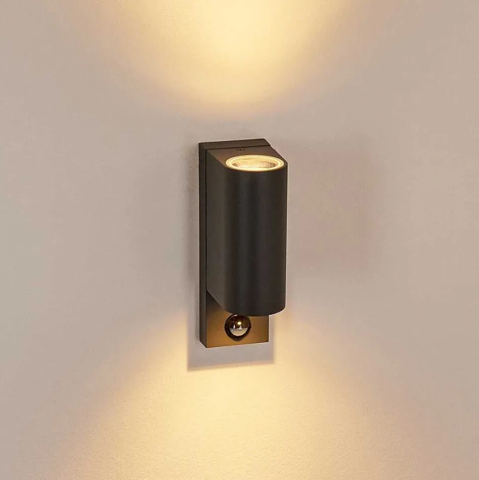 Applique Murale D'Exterieur Kingstown Anthracite, Transparent, 2 Lumieres, Detecteur De Mouvement