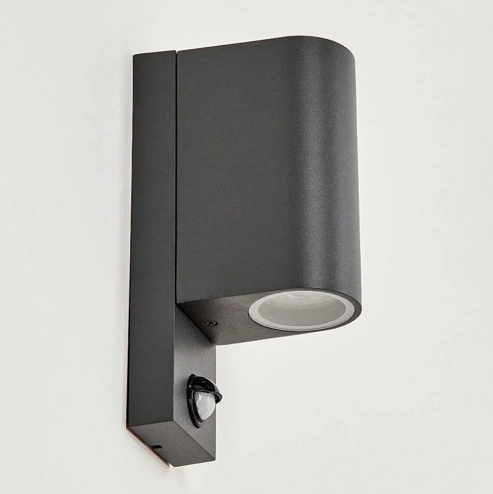 Applique Murale D'Exterieur Kingstown Anthracite, Transparent, 2 Lumieres, Detecteur De Mouvement