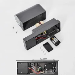 Applique Murale D'Exterieur Kingstown Anthracite, Transparent, 2 Lumieres, Detecteur De Mouvement