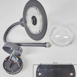 Applique Murale D'Exterieur Elima Anthracite, 1 Lumiere, Detecteur De Mouvement