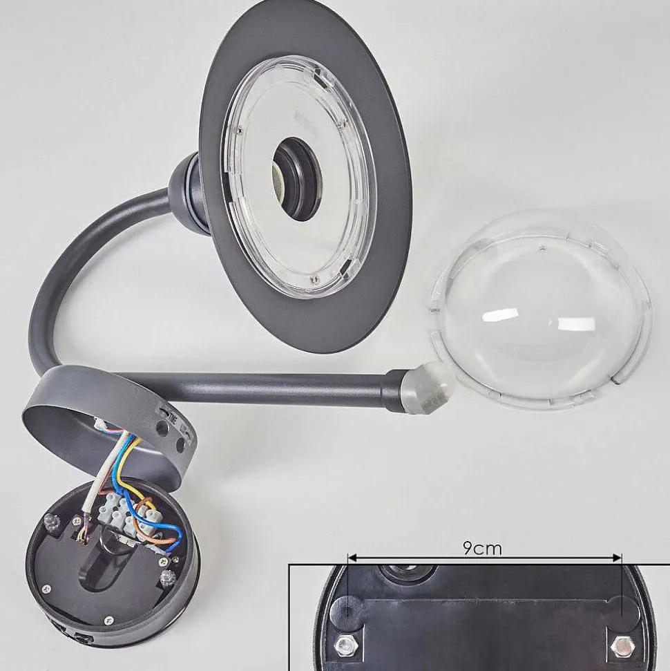 Applique Murale D'Exterieur Elima Anthracite, 1 Lumiere, Detecteur De Mouvement