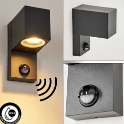 Applique Murale D'Exterieur Kingstown Anthracite, Transparent, 1 Lumiere, Detecteur De Mouvement