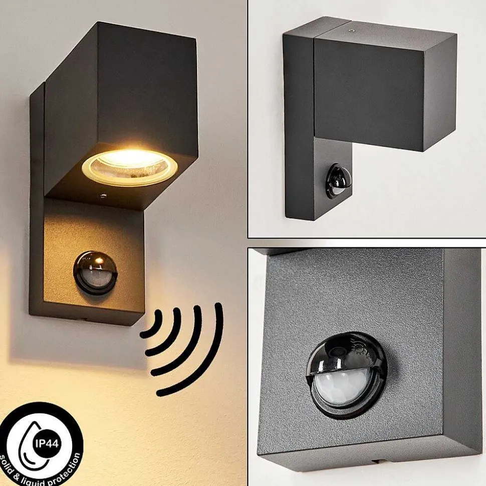 Applique Murale D'Exterieur Kingstown Anthracite, Transparent, 1 Lumiere, Detecteur De Mouvement