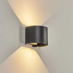 Applique Murale D'Exterieur Tamarin Led Noir, 2 Lumieres