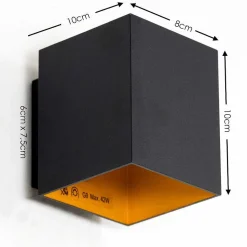 Applique Murale Laforsen Noir Dore, 1 Lumiere