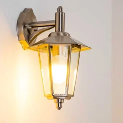 Applique Murale Moskau Down Acier Inoxydable, Transparent, 1 Lumiere