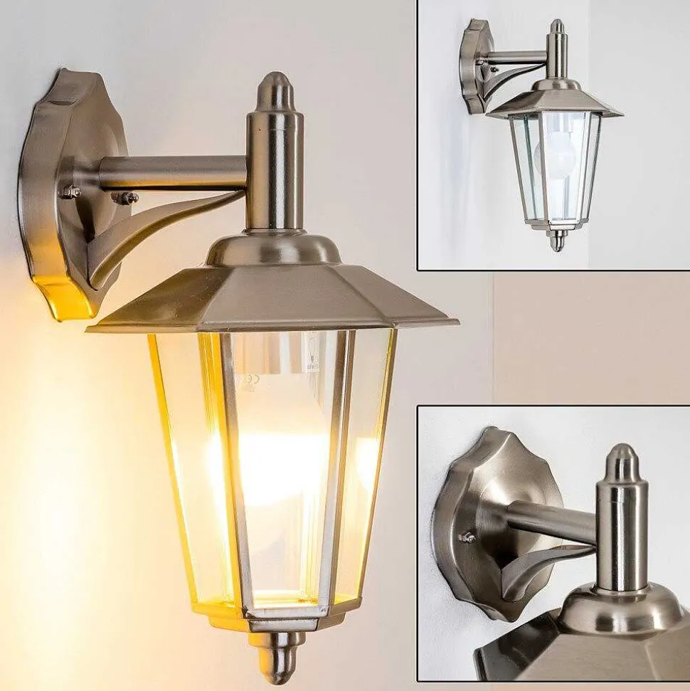 Applique Murale Moskau Down Acier Inoxydable, Transparent, 1 Lumiere