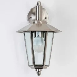 Applique Murale Moskau Down Acier Inoxydable, Transparent, 1 Lumiere